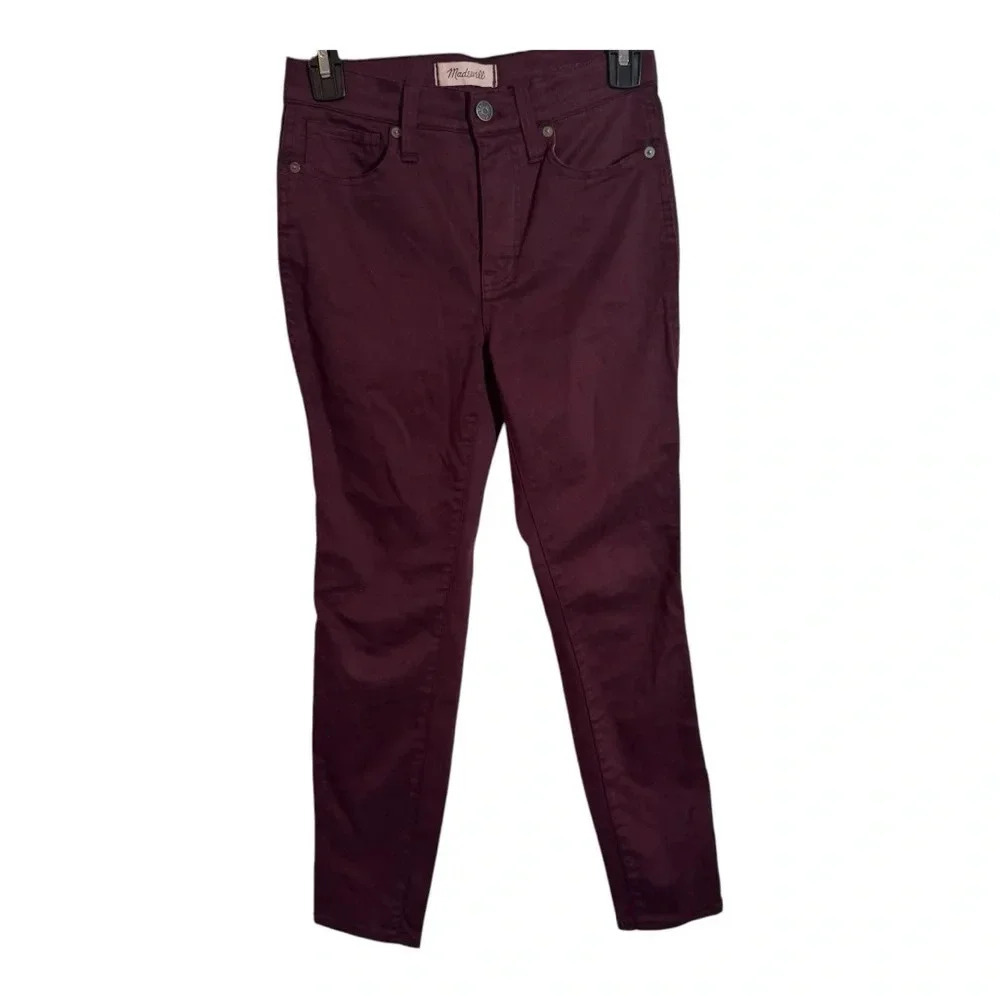 Madewell Jeans | Madewell 10" High Riser Skinny Jeans Maroon - Picture 2 of 8
